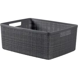 Curver Juliet Jutekorb aus 100% recyceltem Kunststoff, rechteckig, 12 l, dunkelgrau, M