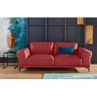 W.SCHILLIG 2,5-Sitzer montanaa elegant und edel, bequem, Federkernunterfederung, mit Metallfüßen in Schwarz pulverbeschichtet, Breite 212 cm rot