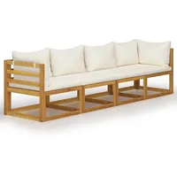 vidaXL 4-Sitzer-Gartensofa mit Auflagen Creme Akazie Massivholz