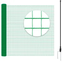 Woltu Geflügelnetz, mobiler Zaun 10x1,2 m engmaschig, Hundezaun Gartenzaun Steckzaun Campingzaun Absperrzaun, mit 7 Pfählen Windenseilen Erdnägeln Kabelbindern, Grün