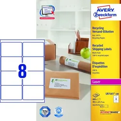 AVERY Zweckform LR7165-100 Versand Etiketten 99,1 x 67,7 mm weiß Recycling 5014702815089 AVERY Zweckform 800 Stück