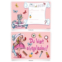 Kartenecke.de Einladungskarten (8 Stück) zum Selbstausfüllen für Kindergeburtstag - „Schminke“
