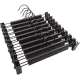 Hosenbügel,10 Stück Kleiderbügel mit starken Antirutsch verstellbaren Clips Haken,Platzsparend Hosenbügel Kleiderbügel für Hängende Hosen Socken Röcke Mäntel,Schwarz
