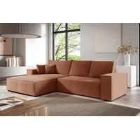 Fun Möbel Ecksofa Schlafsofa Sofa FUN ANAHI in Polsterstoff Aragon, Ottomane Links oder Rechts, Rundumbezug rosa