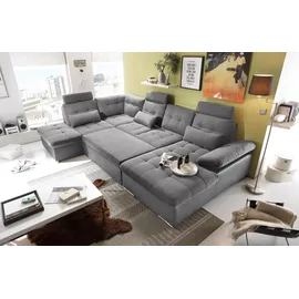 ed exciting design Wohnlandschaft Jakarta 324x107x218 cm Webstoff-Kunstleder Ottomane links grau (38645009-0)