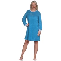Normann Nachthemd Normann Damen Frottee langarm Nachthemd - auch in Übergröße blau 48-50