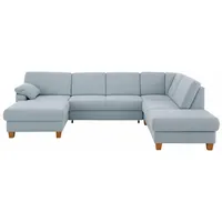 Wohnlandschaft HOME AFFAIRE "Belfort U-Form", blau (aqua), B:314cm H:88cm T:91cm, Luxus-Microfaser Vintageoptik(100% Polyester);Struktur fein ( 100% Polyester);Luxus-Microfaser ALTARA NUBUCK (100% Polyester), Sofas, Wohnlandschaft, mit Federkern, wahlweise mit Bettfunktion und Stauraum