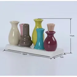 Jinfa Handgefertigte kleine Keramik Deko Blumenvasen 2 Set aus 7 Vasen in bunt