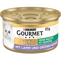 Gourmet PURINA GOURMET Gold Feine Pastete mit Gemüse Katzenfutter nass, mit Lamm und grünen Bohnen, 12er Pack (12 x 85g)