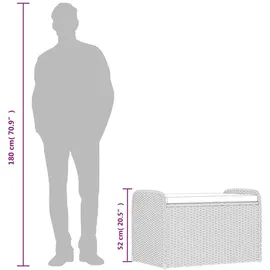 vidaXL Sitzbank mit Stauraum & Kissen Braun 80x51x52 cm Poly Rattan