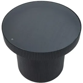 Svita MIGUEL Beistelltisch mit Glas Coffeetable Couchtisch klein rund Schwarz/Schwarz