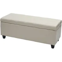 Mendler Aufbewahrungs-Truhe Kriens, Sitzbank Bank, Kunstleder, 45x114x45cm ~ creme