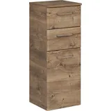 Saphir Quickset Badschrank mit 1 Tür und 2 Schubladen 35 x 90,5 x 33 cm Beige/Braun
