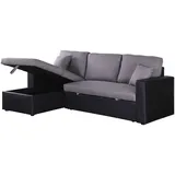 Habitat et Jardin Ecksofa reversibel mit Schlaffunktion und Stauraum Alain - 3-Sitzer - Schwarz / Grau - Schwarz