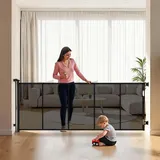 Vevor einziehbares Babygitter Hundegitter ausziehbar auf 310 cm (B) / 795 mm (H), Treppenschutzgitter mit Sicherheitsschloss, Schutzgitter aus Netzgewebe für Treppen Flure drinnen/draußen,