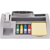 Post-it Tisch-Organizer mit Post-it Notes, Haftstreifen Index und Scotch Magic Klebeband, 265 mm x 168 mm x 68 mm, Farbe: Silber