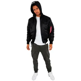 Alpha Industries Ma-1 Zh Back Print Jacke - Black / Reflective - 3XL