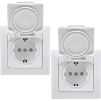 ChiliTec Schuko-Steckdose IP44 Weiß 2 St.