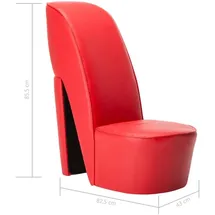 vidaXL Relaxsessel High Heel Design Kunstleder 43 x 85,5 x 87,8 cm Rot mit Hocker