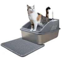 linuma Katzentoilette Edelstahl XXL Grau