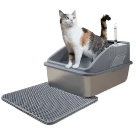linuma Katzenklo Katzentoilette aus Edelstahl inkl. Katzenstreumatte & Metallschaufel