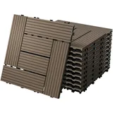 ECD Germany WPC Terrassenfliesen 30x30 cm 11Er Spar Set Dunkelbraun Mosaik 30x30cm 1m2