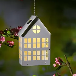 LED Solar Haus Lichthaus DIY Deko Laterne Metall H: 28cm Lichtsensor