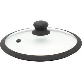 Krüger Glasdeckel mit Silikonrand 28 cm, schwarz, Glas, 28 x 28 x 2 cm