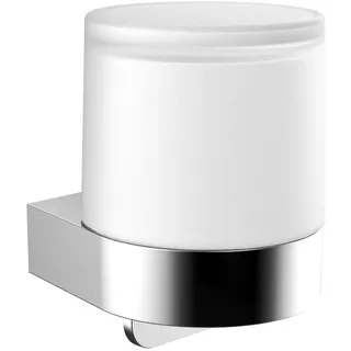 EMCO Flow Flüssigseifenspender zur Wandmontage, eleganter Seifenspender aus Metall und Kristallglas, hochwertiger Pumpspender für flüssige Seife Chrom Einhand Seifenspender