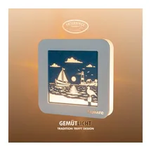 Weigla - SQUARE Standbild LED original Erzgebirge I Motiv Maritim l Dekobild beleuchtet I Stimmungslicht Batterie und Timer I Deko innen I Dekolampe aus Holz I Fensterbank Deko