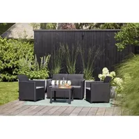 Gartenmöbel-Set, Keter Marie, Rattan-Optik, Schwarz, 4-Personen, Mit Couchtisch - Schwarz