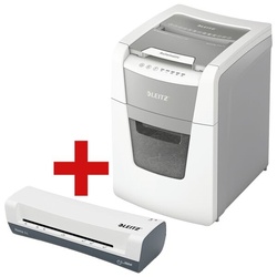 Leitz IQ Aktenvernichter »Small Office 100« P4 inkl. Laminiergerät Home A4 »iLAM Home« weiß, 22x53x43 cm