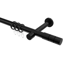 Interdeco GARDINENSTANGE Prestige Elanto 420 cm (geteilt in 3 x 140 cm), 1-läufig, 20 mm Ø Schwarz