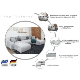 Collection AB Wohnlandschaft Polyester U-Form 3-Sitzer Grau