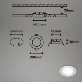 Di-Ka LED Einbauleuchte Slank 3er Set chrom-matt Ø 8,5 cm 3W, neutralweiß
