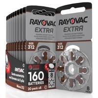 Rayovac Extra Size 312 Hörgerätebatterien PR41 Braun - 160 Batterien
