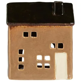 ib laursen Teelicht Haus aus Keramik Brighton 11,3 x 7,5 x 13,2 cm braun