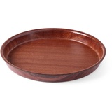 HENDI Serviertablett, AmberBox, rund, mit hohem Rand, Rutschfester Gummibeschichtung, Schock- und bruchfest, Gastro Tablett, Tablett, ø420x(H) 30mm, Holzoptik