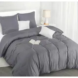 Utopia Bedding Bettwäsche 220x240 Set - Mikrofaser Bettbezug 240x220 cm + 2 Kissenbezüge 80x80 cm - Grau