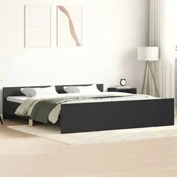 Bettgestell mit Kopf- und Fußteil Schwarz 180x200 cm
