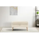 INOSIGN Truhenbank »AMIRA Sitzbank mit Stauraum, Maße B/T/H: 81/36/43 cm«, mit Staufach, in 3 Bezugsqualitäten mit feiner Steppung beige