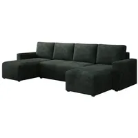Luxusbetten24 Schlafsofa Designer Sofa Melva U, mit Stauraum und Schlaffunktion grün