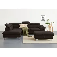 COTTA Ecksofa, Kopfteilverstellung, optional Schlaffunktion & Bettkasten braun