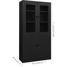 vidaXL Aktenschrank 90 x 40 x 180 cm schwarz