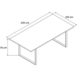Home Deluxe – Esstisch-set Avencia mit 6 Stühlen Ikalo Grau / Braun - Farbe: Light Oak, Maße: 240 x 76 x 120 cm, U-fuß I Essgruppe Ausziehtisc... - Braun