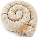 Totsy Baby Seitenschläferkissen Bettschlange Body Pillow 150 cm Cordstoff - Kopfkissen lang Bettrolle Schlafkissen Nackenrolle Zertifikat Oeko-Tex Beige C