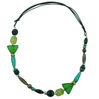 Gallay Perlenkette Kette mint-patina-dunkelgrün-bicolor (1-tlg) grün