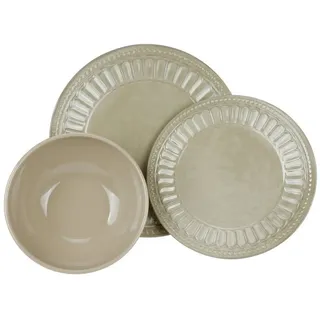 HEKERS Geschirr-Set Camping-Geschirr Set Melamin 1-4 P., BPA-Frei - Vintage Stil in Beige, 1 Person - 3-teilig