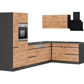 kochstation Winkelküche KS-Riesa L-Form 330 cm braun