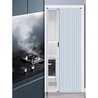 Schiebetür Falttür innentüren Falttür Ohne Bohren Aluminiumrahmen Und Vliesplatte, Ziehharmonika Türen In Sondergröße Mit Beidseitigem Griff Und Schloss Für Küchen Und Schlafzimmertüren(White,90x203cm